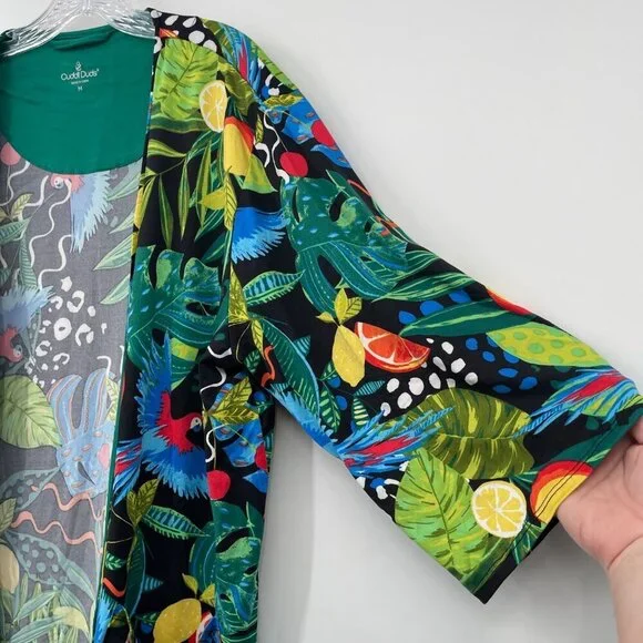 Cuddl Duds Cool & Airy Ultra Patch Pocket Wrap In Tropical Women's M Jungle - Picture 3 of 11